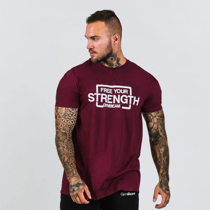 Ανδρικό T-Shirt Free Your Strength Maroon White - GymBeam