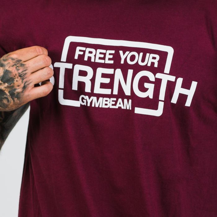 Ανδρικό T-Shirt Free Your Strength Maroon White - GymBeam